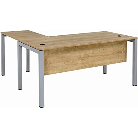 furni24 Schreibtisch Tetra 160 cm Eiche Winkelschreibtisch Homeoffice Seminartisch Anbautisch rechts o. Links montierbar