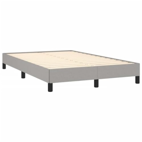 vidaXL Bettgestell, Polsterbett Bett mit Stützbeinen, Bettrahmen mit Lattenrost für Schlafzimmer, Doppelbett Schlafzimmerbett, Hellgrau 120x190cm Stoff