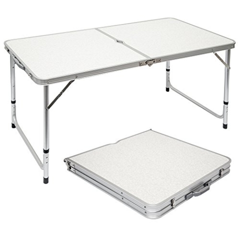 AMANKA Campingtisch 120x60cm - Alu Klapptisch Picknicktisch faltbar höhenverstallbar Grau