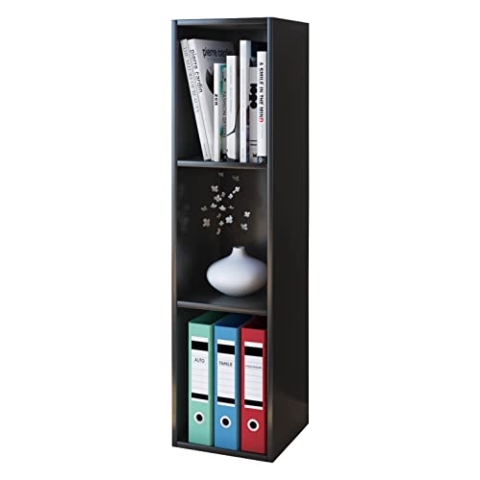 VCM Regal Standregal Bücherregal Aktenregal Möbel Holz Büro Möbel Schrank Ordnerregal Aufbewahrung Schwarz Mendas