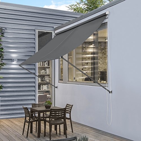 pro.tec Markise 'Malaga' 250 x 120 cm Grau Witterungsbeständig Sonnenschutz Beschattung Terrasse Garten