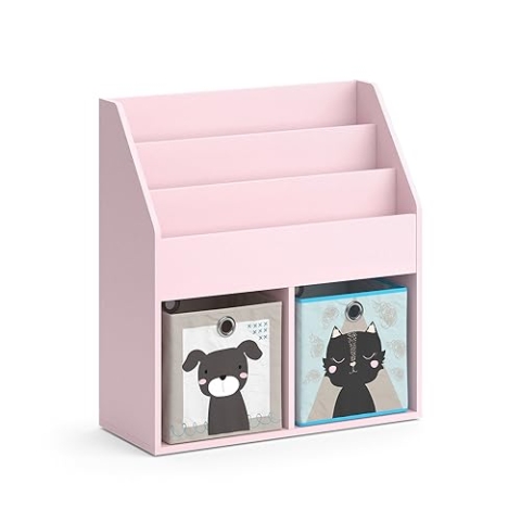 Vicco Kinderregal Luigi, Rosa, 72 x 79 cm mit 2 Faltboxen (Hund, Katze)