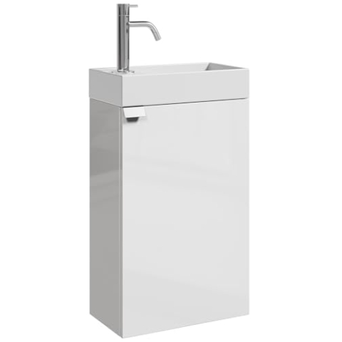 WC Badmöbel Apollo 40x22 cm Hochglanz Weiß - Schrank Waschbecken Badezimmer Toilette