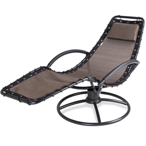 Casaria® Gartenliege Liegestuhl Wetterfest Wellness Relaxliege mit Armlehne Kissen Ergonomisch 120kg Belastbar Garten Wohnzimmer Schaukel Stuhl Braun