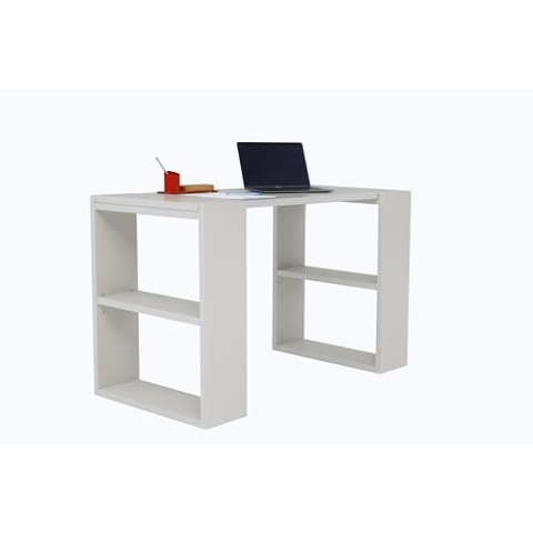 furni24 Schreibtisch fürs Arbeitszimmer und Home Office - Bürotisch Regal PC Tisch Schublade Ablage - laminierter Computertisch aus Holz, Arbeitstisch Tisch aus 25 mm Spanplatte (Grau, 120x60x75cm)
