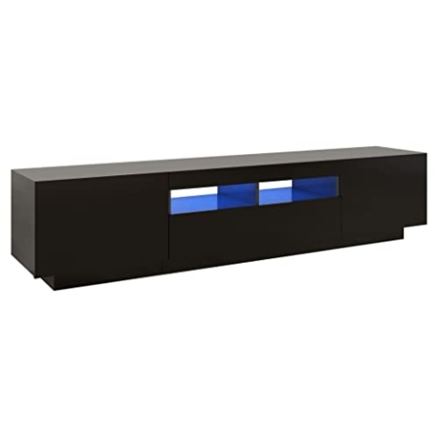 vidaXL TV Schrank mit LED-Leuchten Lowboard Sideboard Fernsehschrank Fernsehtisch TV Möbel Tisch Board HiFi-Schrank Schwarz 180x35x40cm