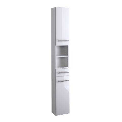 Held Möbel 140.2096 Parma Seitenschrank , 2 türig / 1 Schubkasten / 3 Einlegeböden / 25 x 181 x 20 cm, Hochglanz-weiß