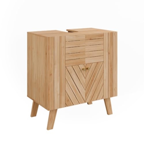 Vicco Waschbeckenunterschrank Lucie, Bambus, 60 x 65 cm mit 2 Türen
