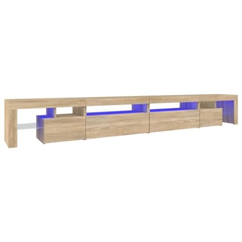 vidaXL TV Schrank mit LED-Leuchten Lowboard TV Möbel Tisch Board Sideboard Fernsehschrank Fernsehtisch HiFi-Schrank Sonoma-Eiche 290x36,5x40cm