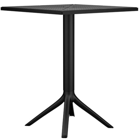 CLP Tisch Nuvela 60 x 60 cm | Wetterfester Gartentisch mit UV-beständiger Oberfläche | Eckiger Balkontisch aus Polypropylen, Farbe:schwarz