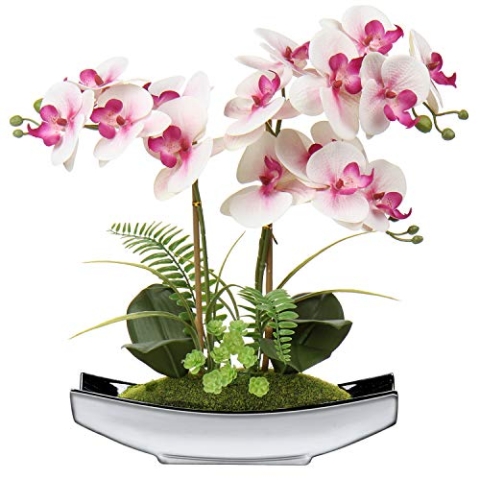 Kunstblumen Orchideen Künstliche Phalaenopsis Bonsai Kunstblumen wie Echt im Topf Künstliche Blumen Deko für Wohnzimmer Badezimmer Tisch Dekoration, Höhe 38CM