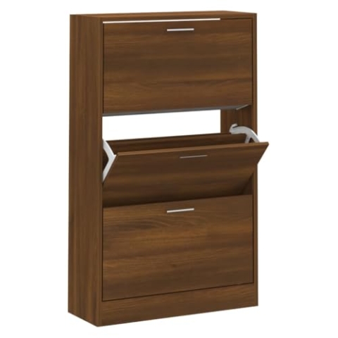 vidaXL Schuhschrank Schuhablage Schuhregal Schuhständer Schuhaufbewahrung Schuhkipper Schuhkommode Braun Eichen-Optik 63x24x103cm Holzwerkstoff