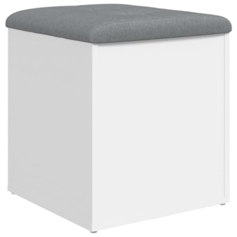 vidaXL Sitzbank, Bank mit Stauraum, Gepolstert Sitzhocker Schuhbank, Truhenbank Polsterbank Aufbewahrungsbox für Wohnzimmer Flur, Weiß Holzwerkstoff