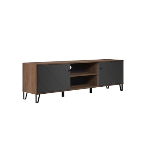 trendteam smart living - Lowboard Fernsehschrank Fernsehtisch - Wohnzimmer - Montez - Aufbaumaß (BxHxT) 183 x 56 x 40 cm - Farbe Eiche Kraft Gold mit Graphit - 2102321C4