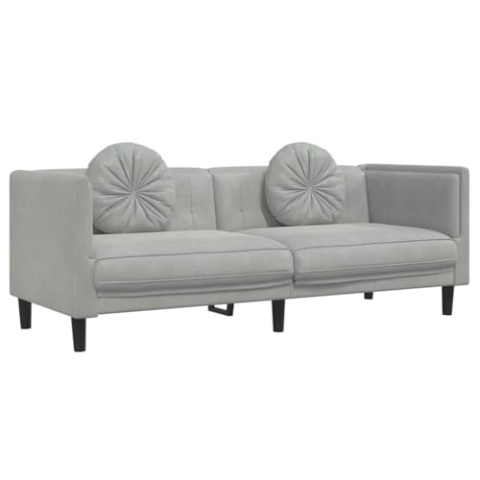 vidaXL Sofa, Polstersofa mit Kissen 3-Sitzer, Loungesofa Couch für Wohnzimmer, Designsofa Wohnzimmersofa Sitzmöbel, Modern, Hellgrau Samt
