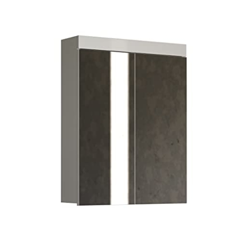 trendteam smart living - Amanda - Spiegelschrank - Weiß Hochglanz - moderner Badspiegel mit 3 Fächern - (BxHxT) 60 x 77 x 17 cm - 2 Einlegeböden - Kratzfest