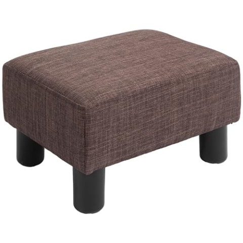 HOMCOM Sitzhocker Hocker mit Leinenoptik Moderner Fußhocker Polsterhocker Ottomane für Schlafzimmer, Wohnzimmer, Braun