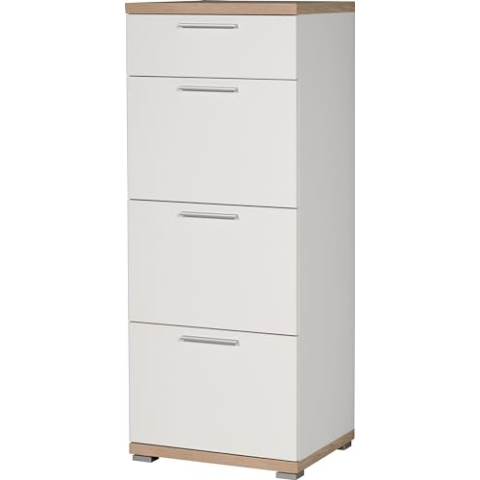 Germania 3203-178 Kommode GW-Top in Weiß/Absetzung Sonoma-Eiche-Nachbildung, 48 x 120 x 40 cm (BxHxT)
