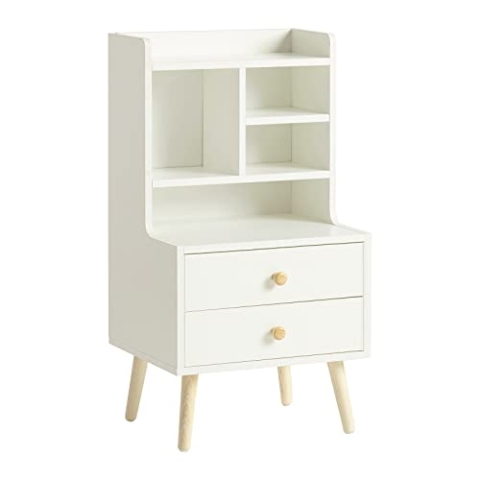 SoBuy FBT100-W Nachttisch mit 2 Schubladen und offenen Fächern Sofatisch Beistelltisch Telefontisch Nachtschrank Nachtkommode BHT ca.: 43x81x36cm