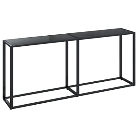 vidaXL Konsolentisch Konsole Beistelltisch Flurtisch Sideboard Ablagetisch Wandtisch Glastisch Tisch Schwarz 180x35x75,5cm Hartglas Stahl