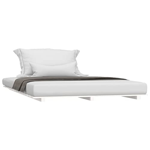 vidaXL Massivholzbett Doppelbett Bettgestell Bett Holzbett Bettrahmen Lattenrost Schlafzimmerbett Schlafzimmermöbel Weiß 120x200cm Kiefer