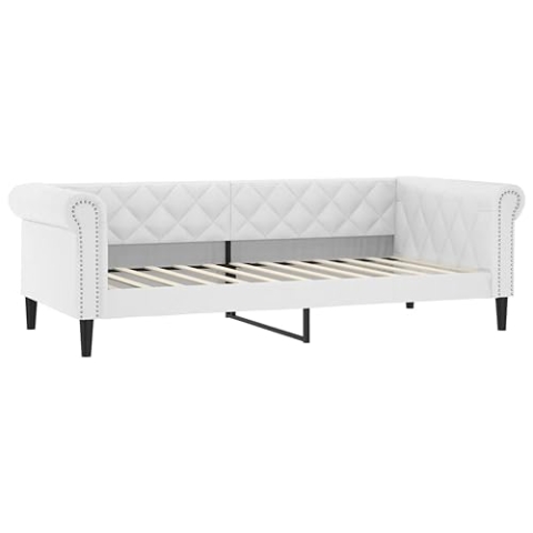 vidaXL Tagesbett, Gästebett 2-in-1, Sofabett Schlafsofa für Schlafzimmer Wohnzimmer, Bettsofa Sofa, Modernes Design, Weiß 90x200cm Kunstleder
