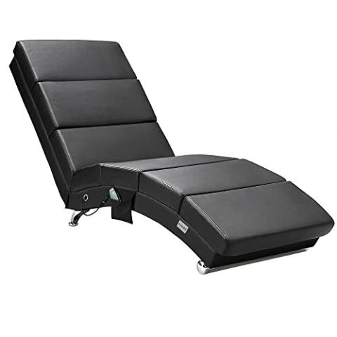 Casaria® Relaxliege Massage Heizfunktion 186x89x55cm Ergonomisch Kunstleder Gepolstert 180 kg Belastbarkeit Wohnzimmer Chaiselongue Relaxsessel Schwarz