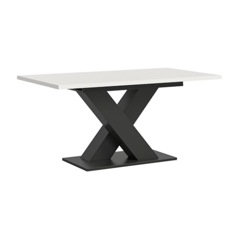 xonox.home Wohnen Motion Esstisch Esszimmer Tisch in weiß Nb. X-Gestell in grau Nb. ca.150-190x76x90 cm