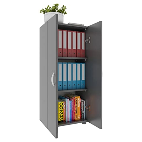VCM Büroschrank mit 3 Fächern | moderner Aktenschrank mit Drehtüren | Maße ca. H. 108 x B. 49 x T. 34 cm – Ulas 3-Fach Anthrazit