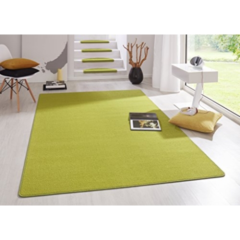 Hanse Home Indoor Teppich Fancy – Wohnzimmerteppich einfarbig Modern Velours Teppich für Esszimmer, Wohnzimmer, Kinderzimmer, Flur, Schlafzimmer, Küche – Grün, 100x150cm