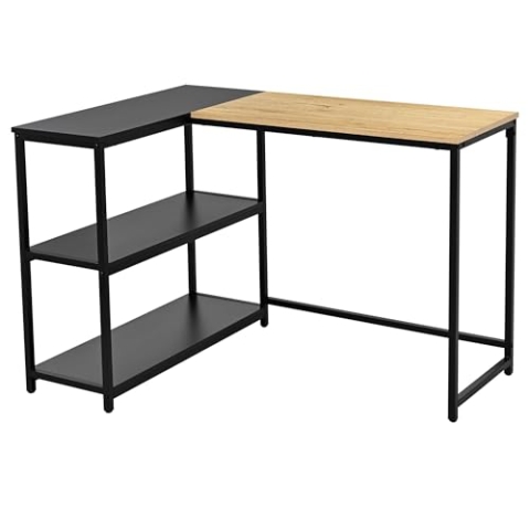 SchmitEckschreibtisch t - 110x80x76cm - mit Stauraum - Eiche Dekor/schwarz