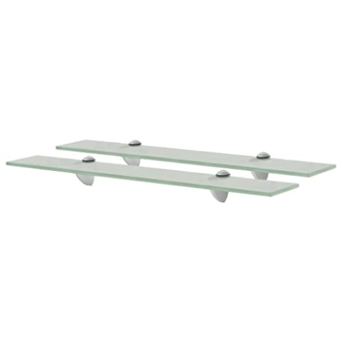 vidaXL 2X Regal Schwebend Wandregal Glasregal Glasboden Glasablage Badablage Wandablage Badregal Ablage Regale Bad Glas 60x20cm 8mm Mattiert
