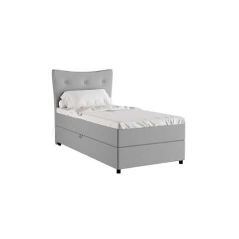 PANDA MÖBEL Nevada Boxspringbett 100 x 200 cm Doppelbett mit hochwertiger Bonell-Matratze und Topper, Polsterbett mit Bettkasten, Schlafzimmer, Bequem, Modern, Stilvoll