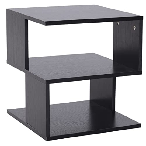 HOMCOM Beistelltisch Betttisch mit modernes Design, Couchtisch für Büro Wohnzimmer Esszimmer Arbeitszimmer, leicht zu montieren, Spanplatte, Schwarz, 40x40x43 cm