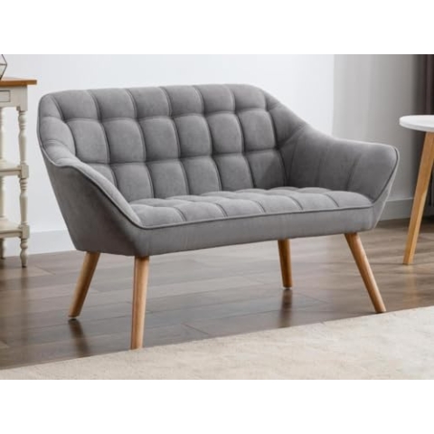 Vente-unique-Sofa 2-Sitzer - Stoff - Grau - Caserta