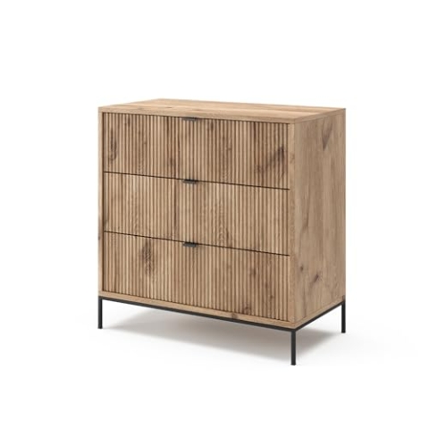 Vicco Kommode Eliza, Kommodenschrank, Viking Oak, 80 x 81.2 cm mit 3 Schubladen