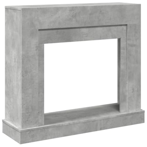 vidaXL Kaminumrandung, Dekorative Kaminkonsole, Kaminsims Dekokamin für Wohnzimmer, Kaminattrappe Kaminverkleidung, Betongrau Holzwerkstoff