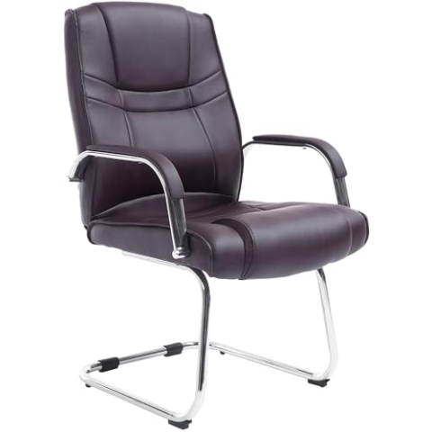 CLP XXL-Freischwinger Attila I gepolsterter Besucherstuhl mit Kunstleder-Bezug I Bis 180 kg belastbar, Farbe:braun