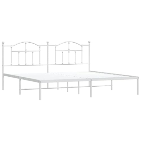 vidaXL Bettgestell, Bettrahmen mit Kopfteil Lattenrost Metall, Metallbett Bett für Schlafzimmer, Doppelbett Gästebett, Weiß 200x200cm