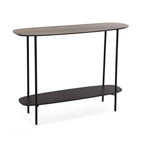 Versa Salem Schmales Möbelstück für den Eingangsbereich oder Flur, Moderner Konsolentisch, mit Bodenplatte, Maßnahmen (H x L x B) 75 x 30 x 100 cm, Holz und Metall, Farbe: Braun und Schwarz