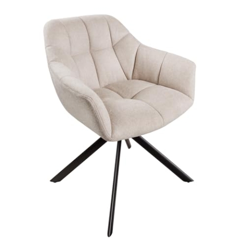 Riess Ambiente Drehbarer Stuhl Papillon Champagner beige Ziersteppung schwarzes Metallgestell Stuhl Esszimmerstuhl Küchenstuhl Konferenzstuhl