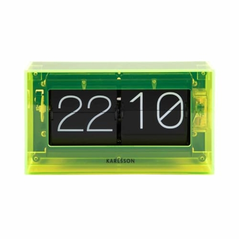 Karlsson [DL] Table Clock Boxed Flip Acrylic neon Yellow -