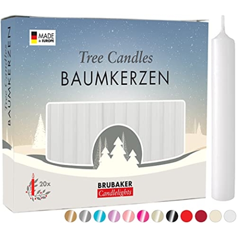 BRUBAKER 200er Pack Baumkerzen Wachs - Weihnachtskerzen Pyramidenkerzen Christbaumkerzen - Weiß