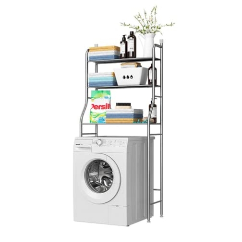 MAGIC SELECT Waschmaschinenregal Platzsparendes. Badezimmer Organizer Multifunktional Lagerregal. Wasserdicht, verstellbare Füße (Edelstahl)