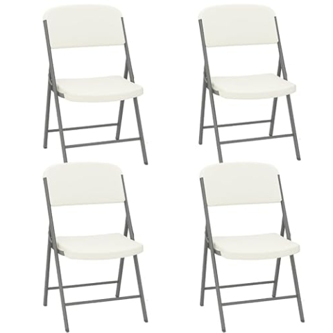 Muntel Klappstuhl,Faltstuhl,Campingstuhl,Klappbar,Stuhl,Kunststoff,Wasserabweisend,Weiß,Grau,Für Innen- und Außenbereich,4 Stück