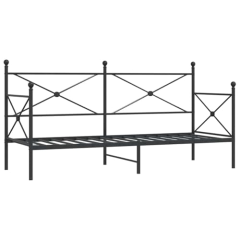 vidaXL Etagenbett ohne Matratze Schwarz 90x200 cm Stahl, Schlafbett, Schlafsofa, Couchbett, Gästebett, Tagesbettsofa, bequemes Schlafsofa