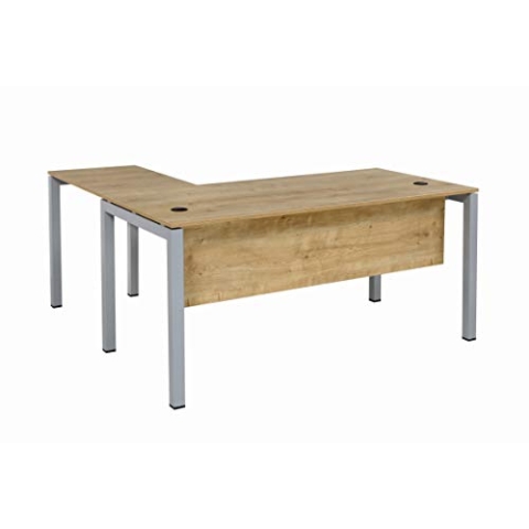 furni24 Schreibtisch Tetra 160 cm Eiche Winkelschreibtisch Homeoffice Seminartisch Anbautisch rechts o. Links montierbar