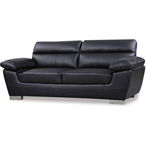 habitat et jardin Feststehendes Sofa aus rekonstituiertem Leder und PVC Dallas - 210 X 88 X 90 cm - 3 Sitze - Schwarz