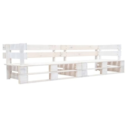 vidaXL Holz Garten Palettensofa 2-Sitzer Lounge Gartensofa Palettenmöbel Gartenmöbel Loungesofa Gartenset Sitzgruppe Sofa In/Outdoor Weiß