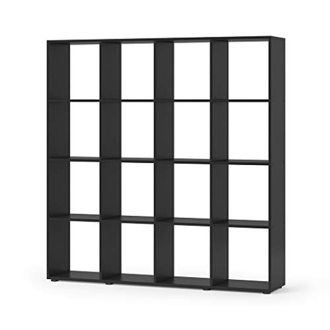 Vicco Raumteiler Karree, stehendes Bücherregal, Schwarz, 138.5 x 142.5 cm